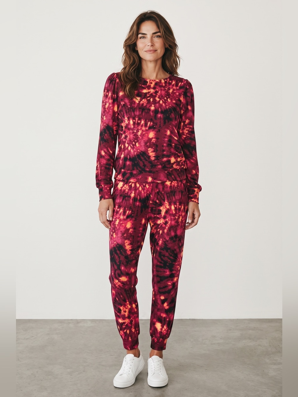 G by Giuliana Red & Black Tie-Dye Jogger Pants